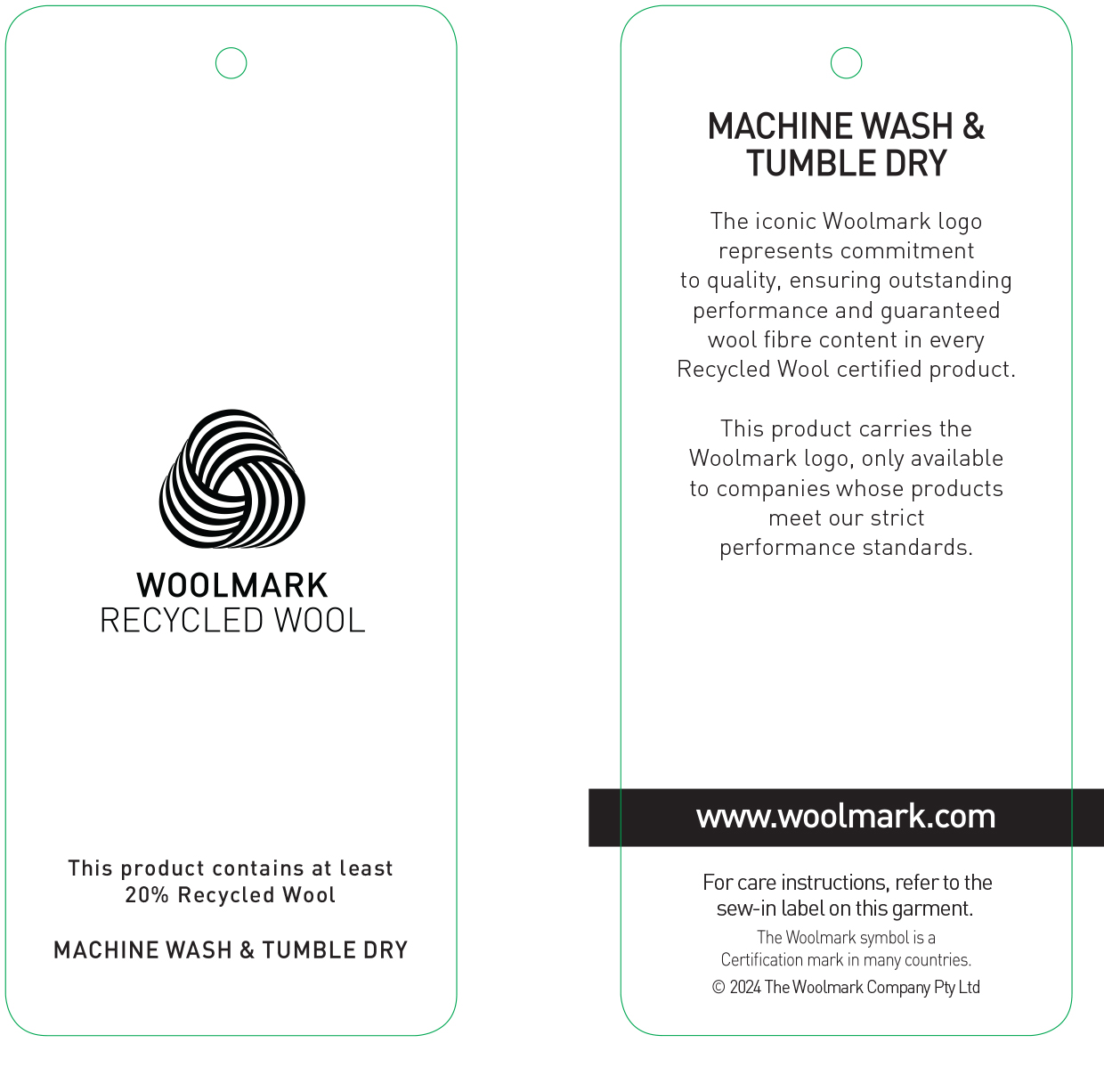 Swing Ticket Woolmark Brand Recycled Wool Machine Wash & Tumble Dry